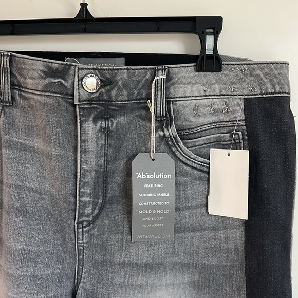 🛍️Wit&Wisdom AbSoultion High Rise Slim Straight Denim 14 NWT Grey tuxedo stripe - Picture 3 of 6